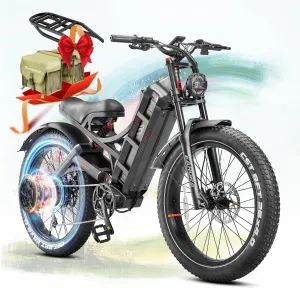 eAhora Romeo Pro (2025 Upgraded) Peak 1600W 34MPH Electric Bike for Adults, 48V 60AH 200  Miles Long Range Electric Bike, 26*4.0" Fat Tire Electric Mountain Bike, Full Suspension, Commuting & Delivery