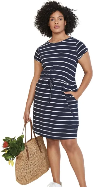 ellos Plus Size Knit Drawstring Dress