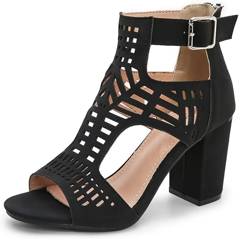 Erocalli Bohemian Open Toe Chunky Heel Ankle Strap Platform Gladiator Sandal High Heels Fashion Dress Shoes for Women