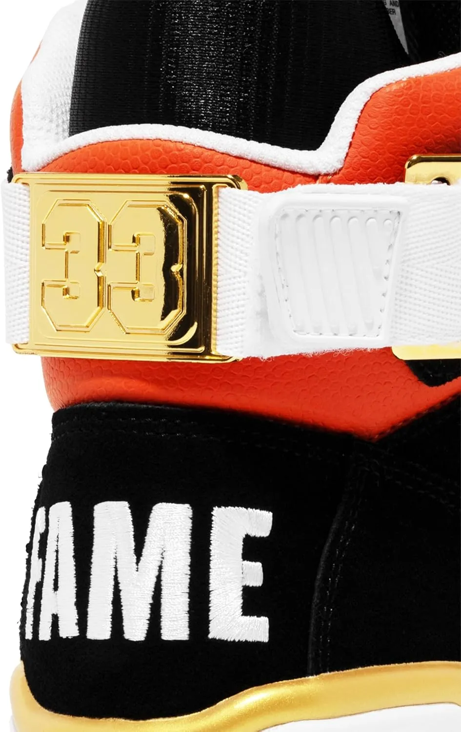 Ewing PATRICK ATHLETICS 33 HI x Basketball Hall of Fame Orange/Black/Gold – Premium Retro Sneakers with Iconic Hall of Fame Details