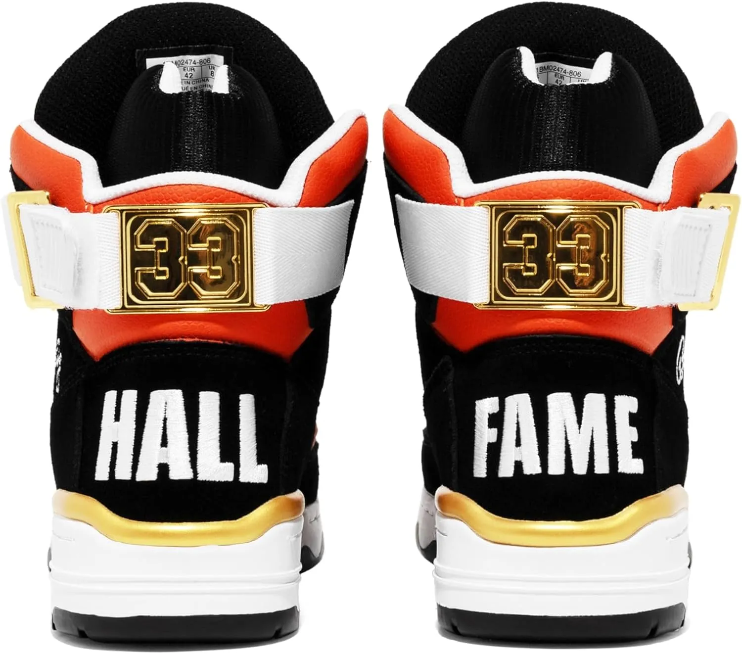Ewing PATRICK ATHLETICS 33 HI x Basketball Hall of Fame Orange/Black/Gold – Premium Retro Sneakers with Iconic Hall of Fame Details
