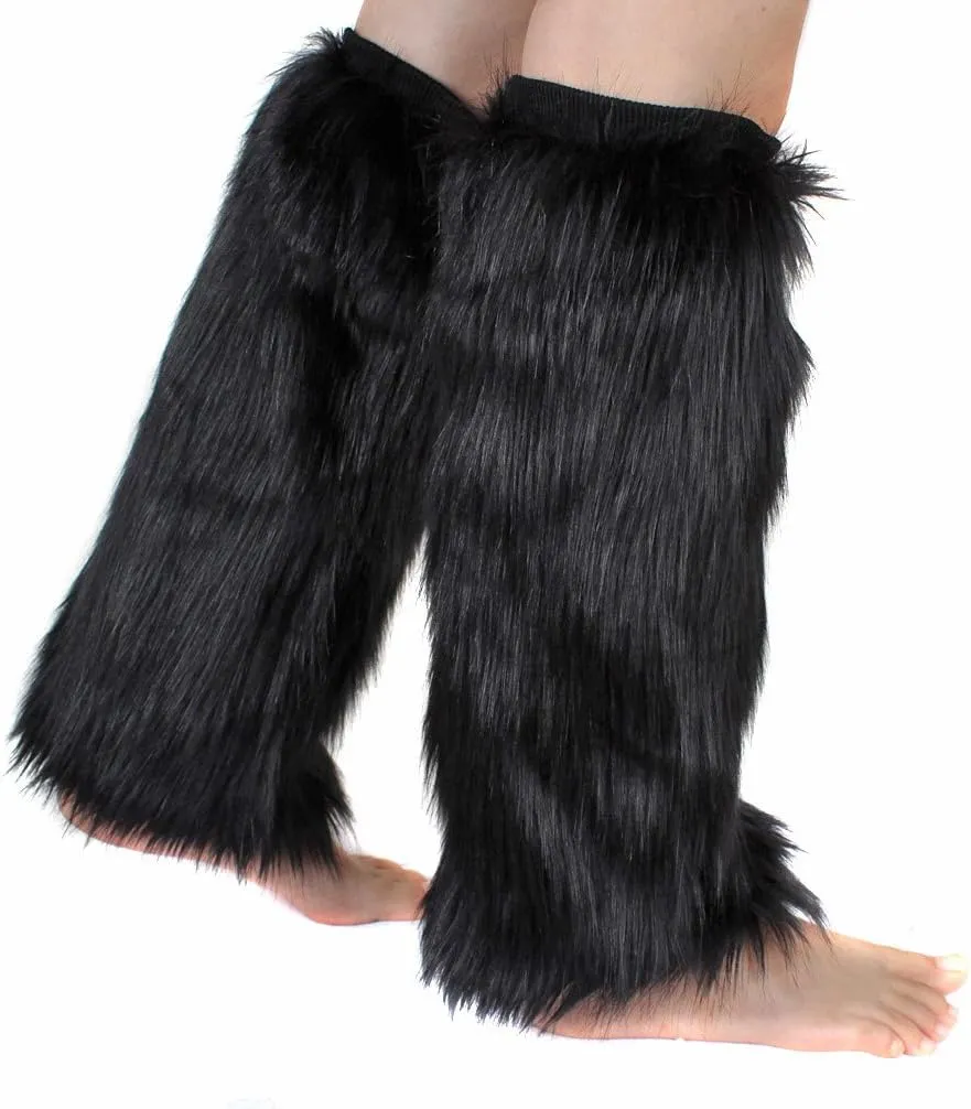 Faux Fur Leg Warmer,Warm Fuzzy Leg Warmer Boot Cuff Cover for Party Costumes