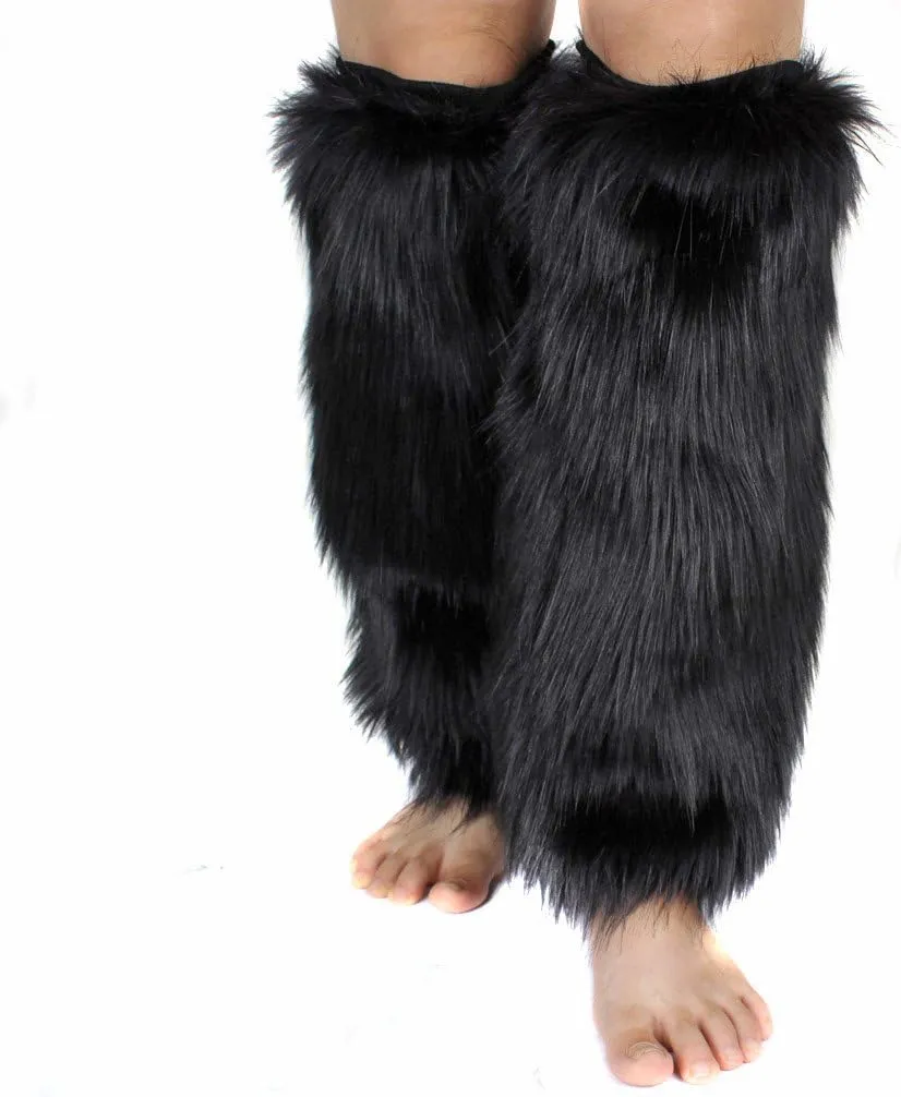 Faux Fur Leg Warmer,Warm Fuzzy Leg Warmer Boot Cuff Cover for Party Costumes