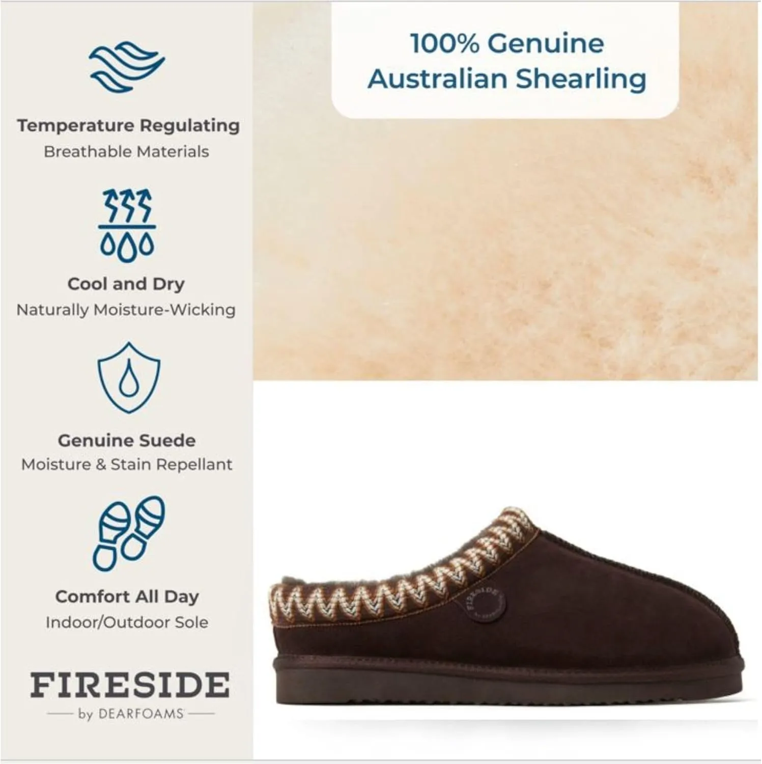 Fireside by Dearfoams Men's Grafton Genuine Shearling Indoor/Outdoor Clog
