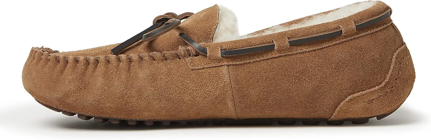 Fireside by Dearfoams Men's Victor Shearling Moccasin with Tie Slipper