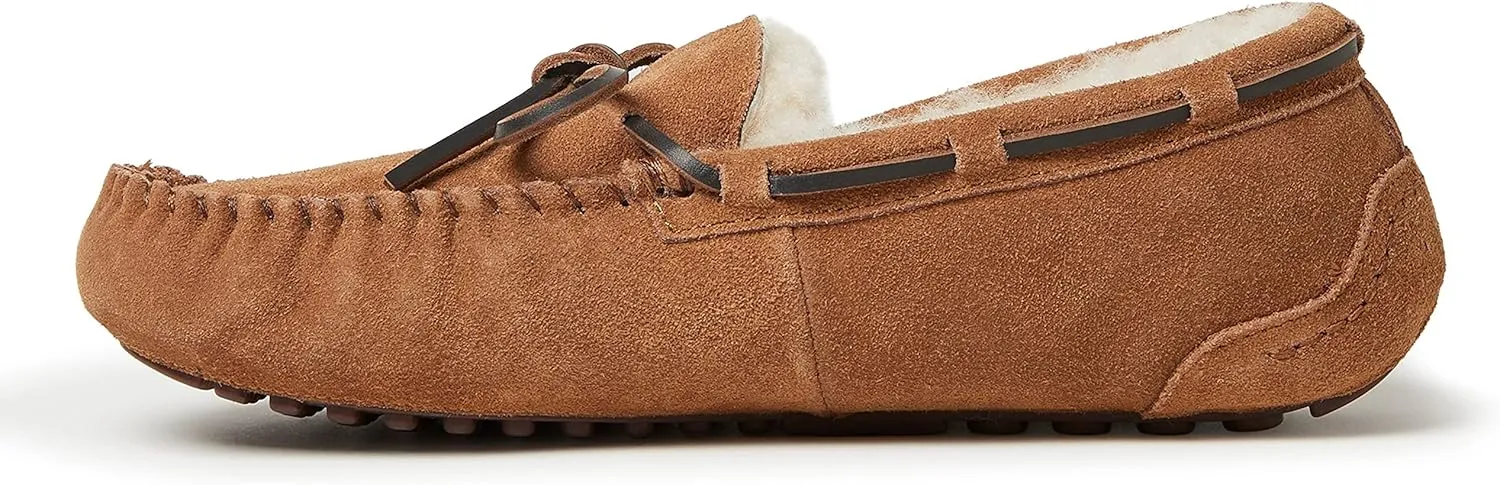 Fireside by Dearfoams Men's Victor Shearling Moccasin with Tie Slipper