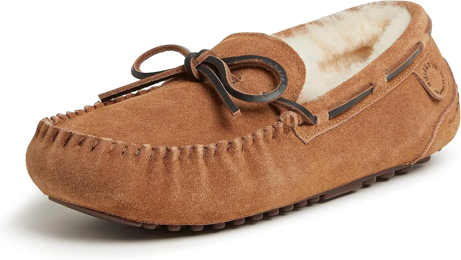 Fireside by Dearfoams Men's Victor Shearling Moccasin with Tie Slipper