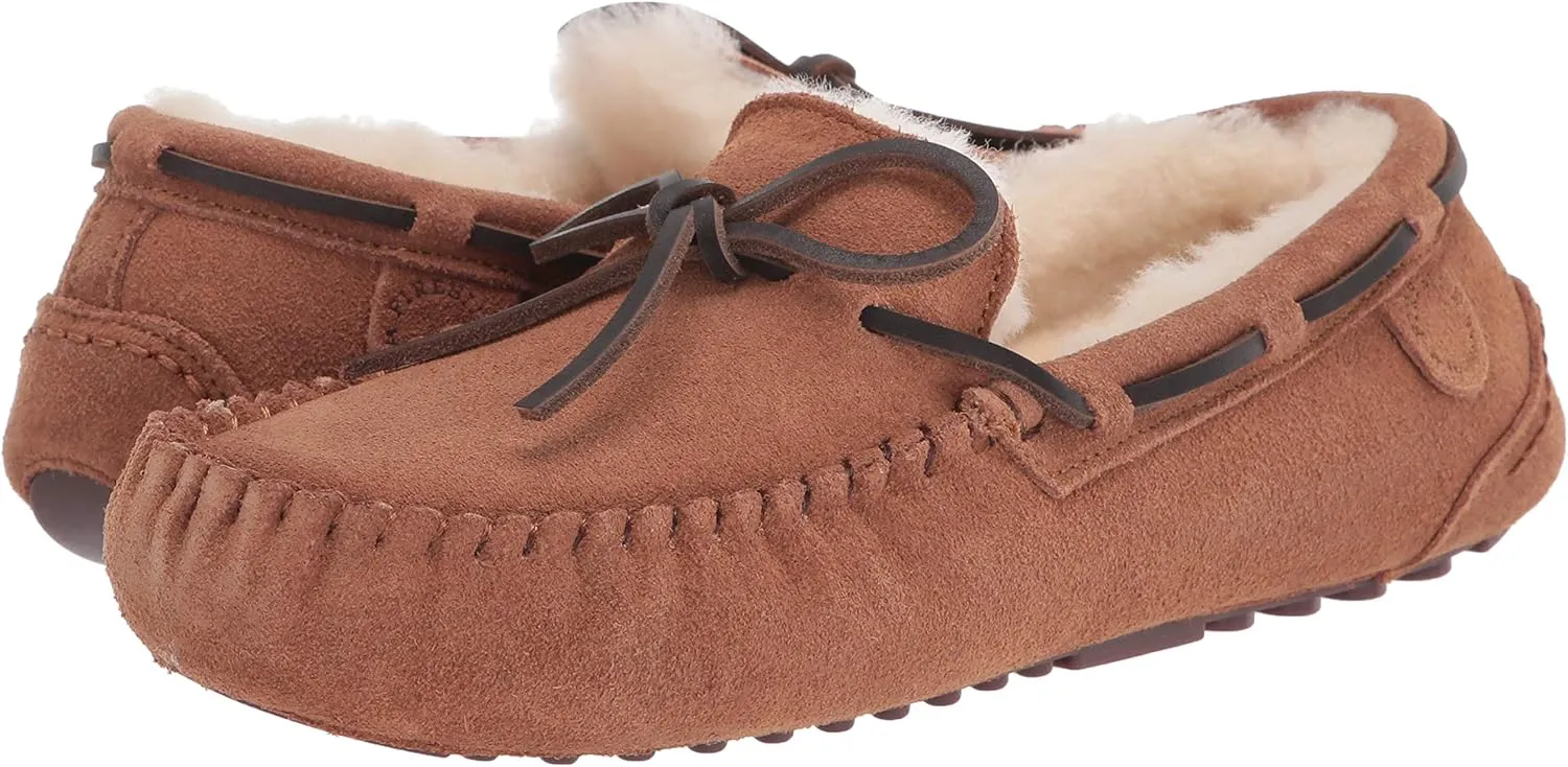 Fireside by Dearfoams Men's Victor Shearling Moccasin with Tie Slipper
