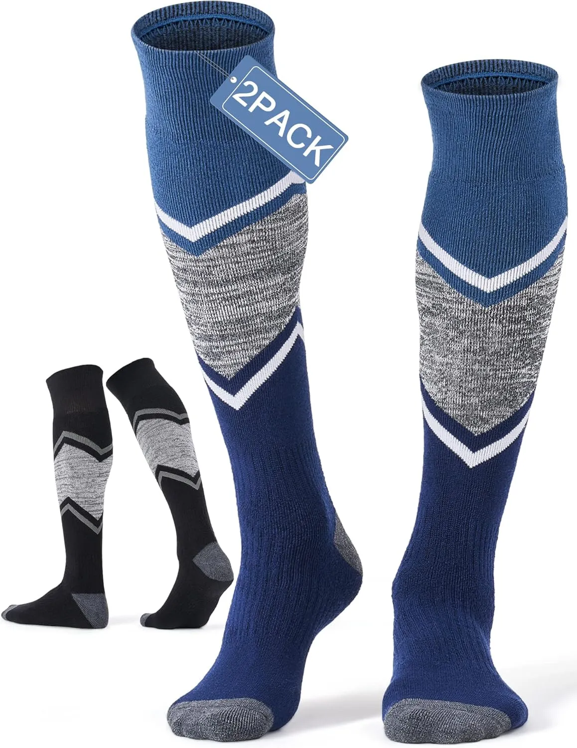 FITRELL 2/3 Pack Merino Wool Ski Socks for Snowboarding, Full Cushioned Winter Thermal Knee-high Warm Socks for Men and Women