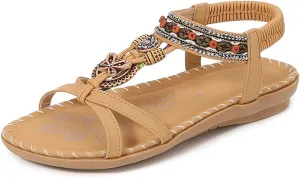 Flat Sandals for Women Dressy Wide Sparkly Rhinestone Strappy Flat Sandals Bridal Wedding Dress Shoes Fashion Sandals
