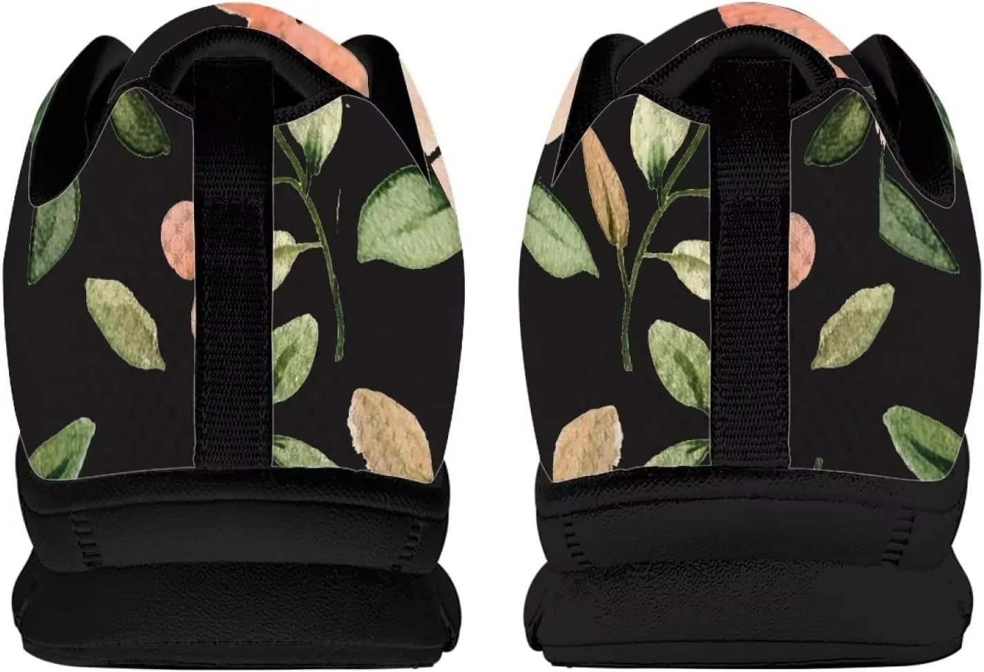 Floral Work Non-Slip Sneakers Low Top Casual Shoes Women Lightweight Breathable Mesh Shoes for Party Size 5-12 Black Sole