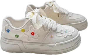 Flower Pattern Walking Cute Sneakers for Women Fresh Colors Canvas Material Cute and Versatile All-Season Wear