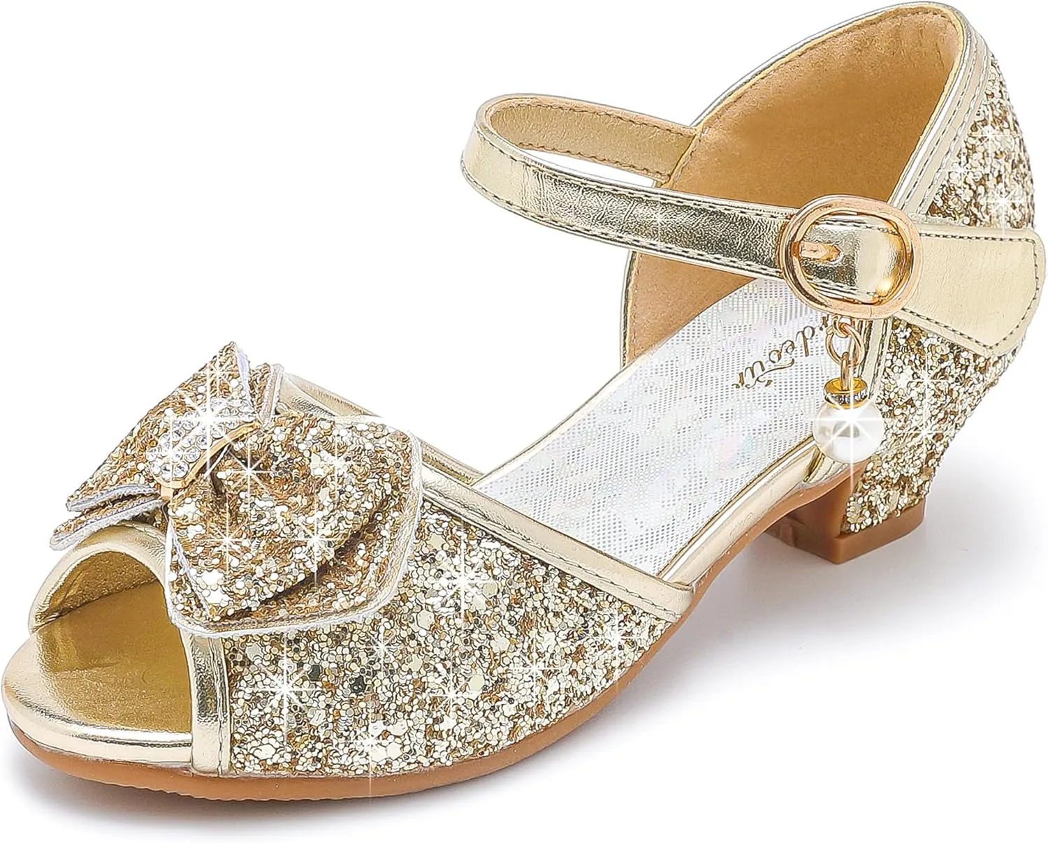Furdeour Girls Dress Shoes Flower Girl Shoes Low Heels Open Toe Wedding Party School Toddler Little Big Kid
