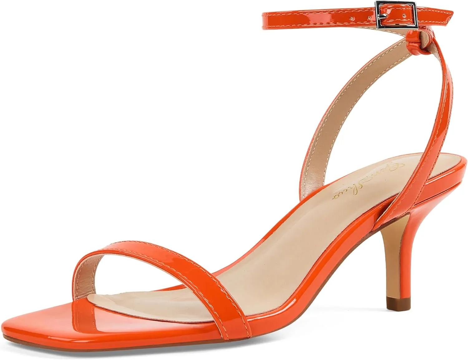 GENSHUO Square Open Toe Ankle Strap Heels Sexy Strappy Women Stiletto Heeled Sandals