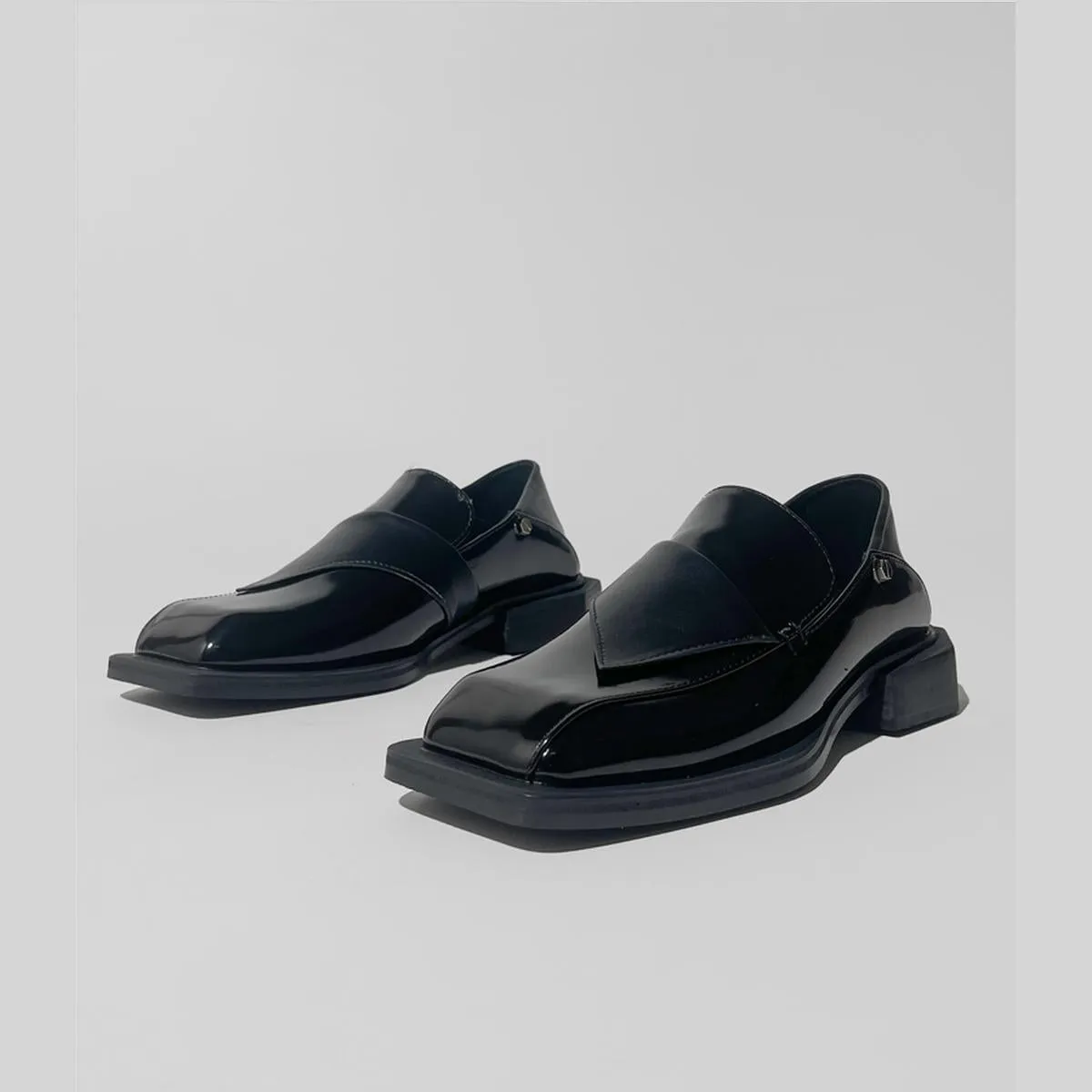 Geometric Square-Toe Loafers