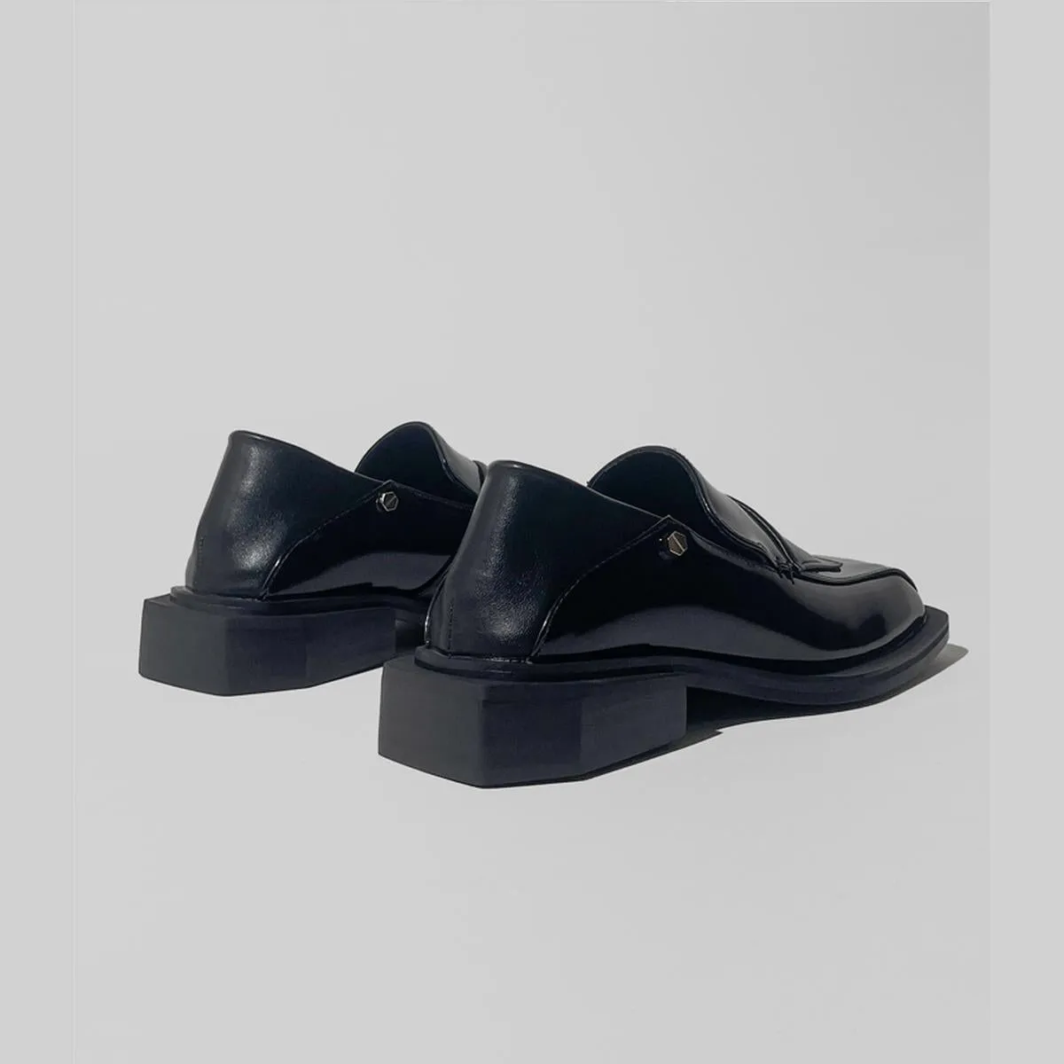 Geometric Square-Toe Loafers