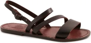 Gianluca - L'artigiano del cuoio Women's Brown Leather Flat Sandals Handmade