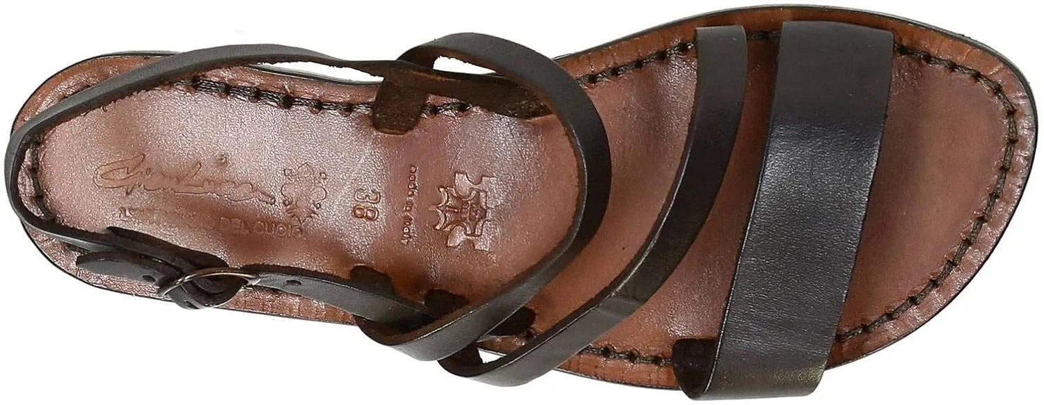 Gianluca - L'artigiano del cuoio Women's Brown Leather Flat Sandals Handmade
