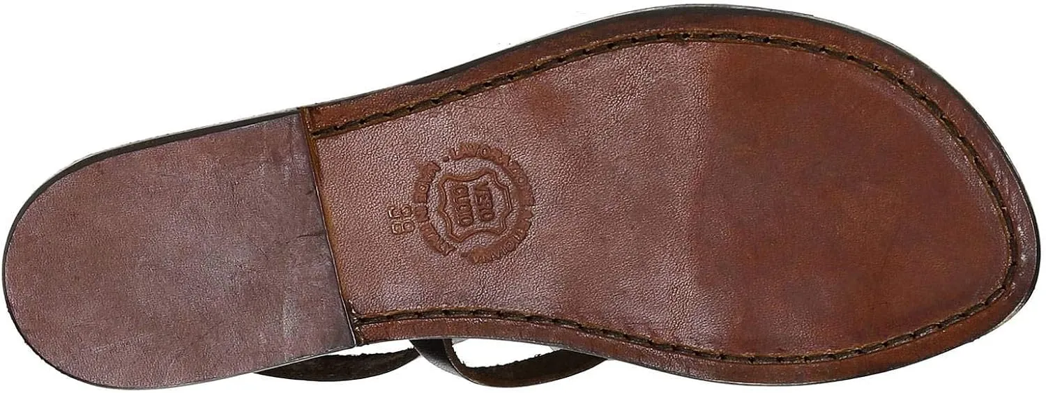 Gianluca - L'artigiano del cuoio Women's Brown Leather Flat Sandals Handmade
