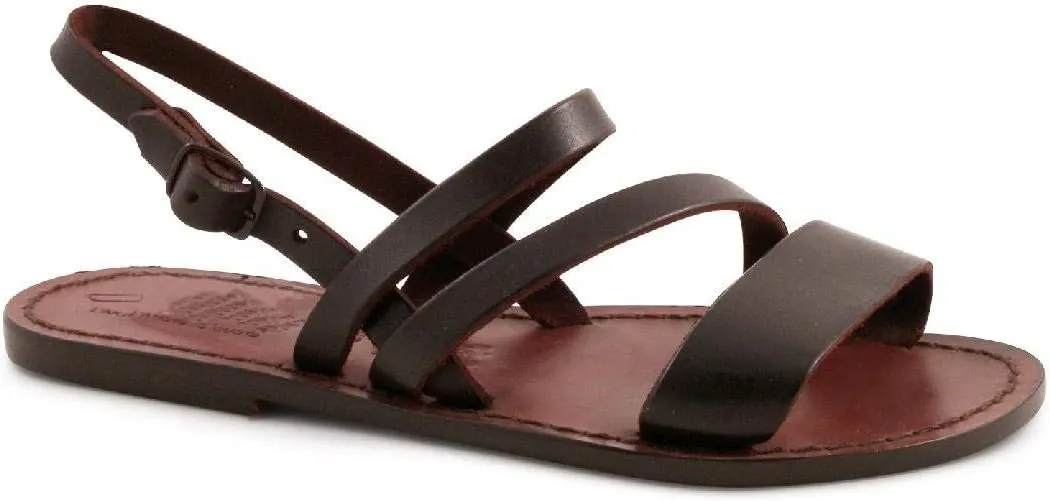 Gianluca - L'artigiano del cuoio Women's Brown Leather Flat Sandals Handmade