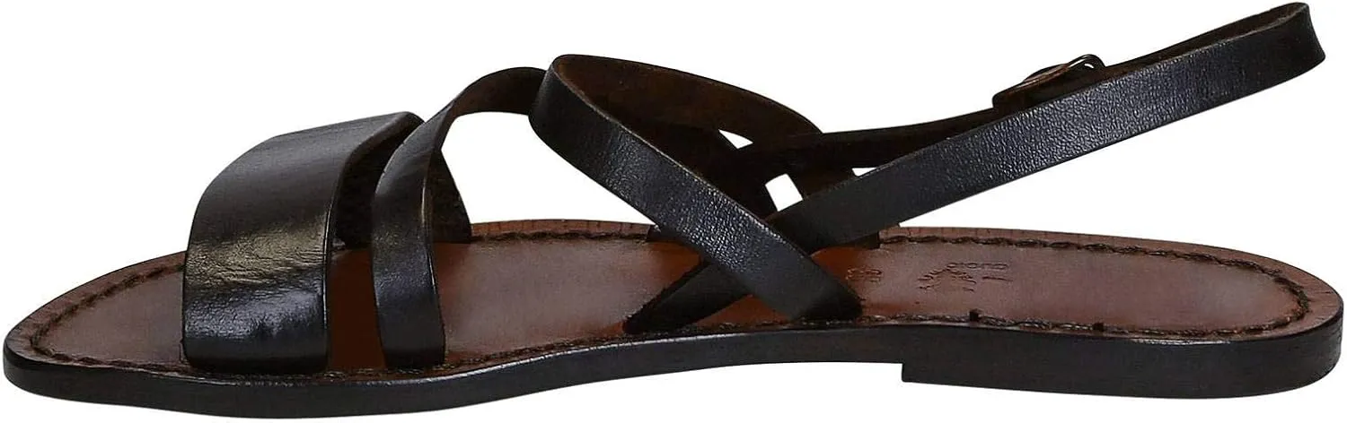 Gianluca - L'artigiano del cuoio Women's Brown Leather Flat Sandals Handmade