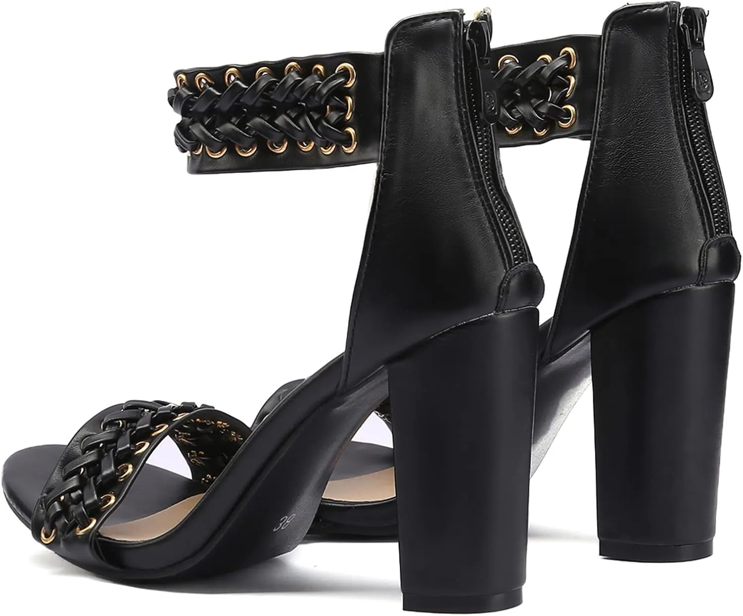 Gicoiz Women Classic Open Toe Embroidered Block Heel Sandals