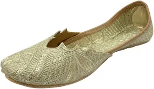 Gold Jutti for Women's Wedding Juttis Handmade Ethnic Traditional Mojaris Punjabi Juti