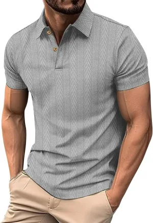 Golf Polo Shirts Moisture Wicking Short Sleeve Texture Athletic Polos Performance Quick Dry Everyday Collared T-Shirts