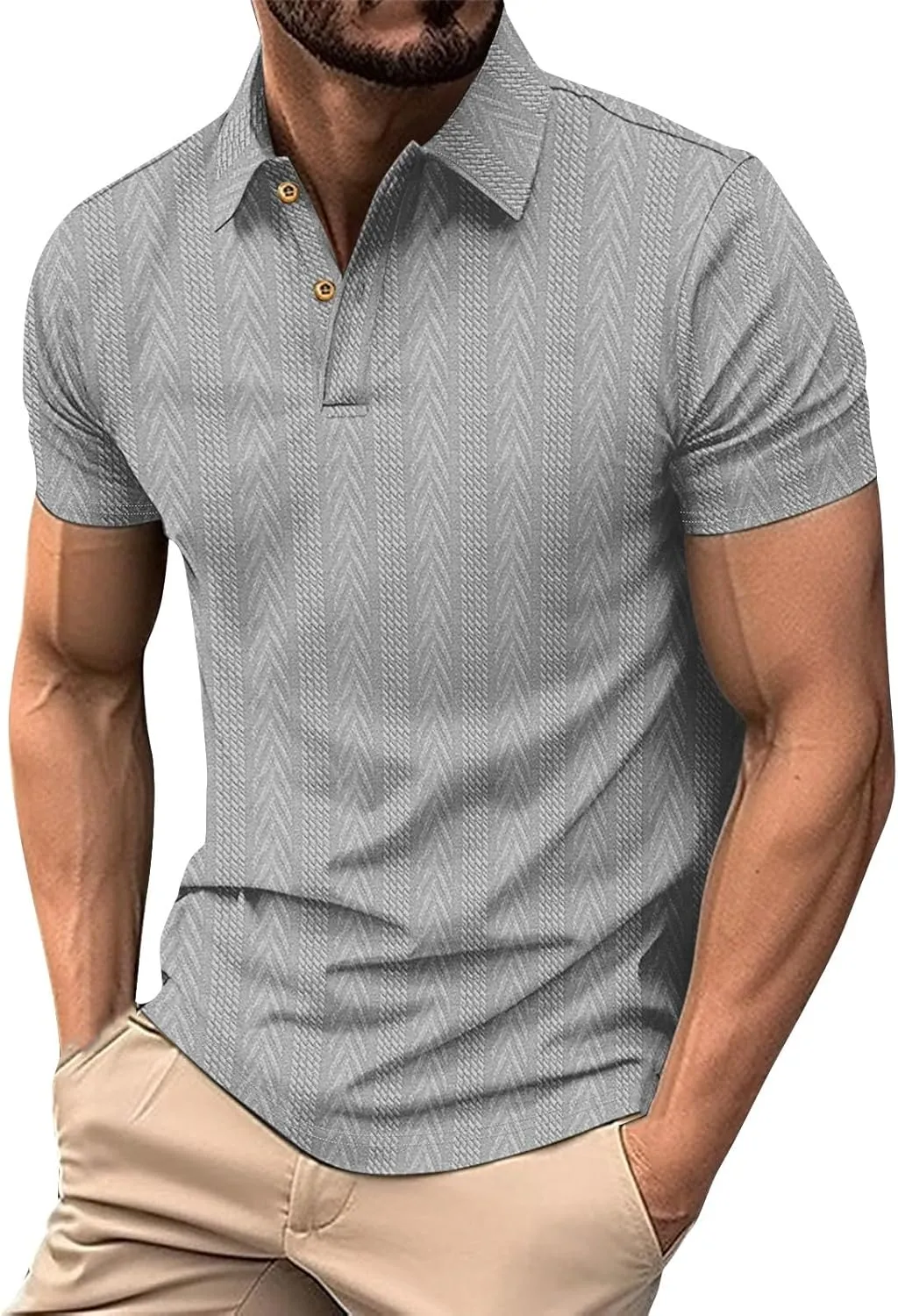 Golf Polo Shirts Moisture Wicking Short Sleeve Texture Athletic Polos Performance Quick Dry Everyday Collared T-Shirts