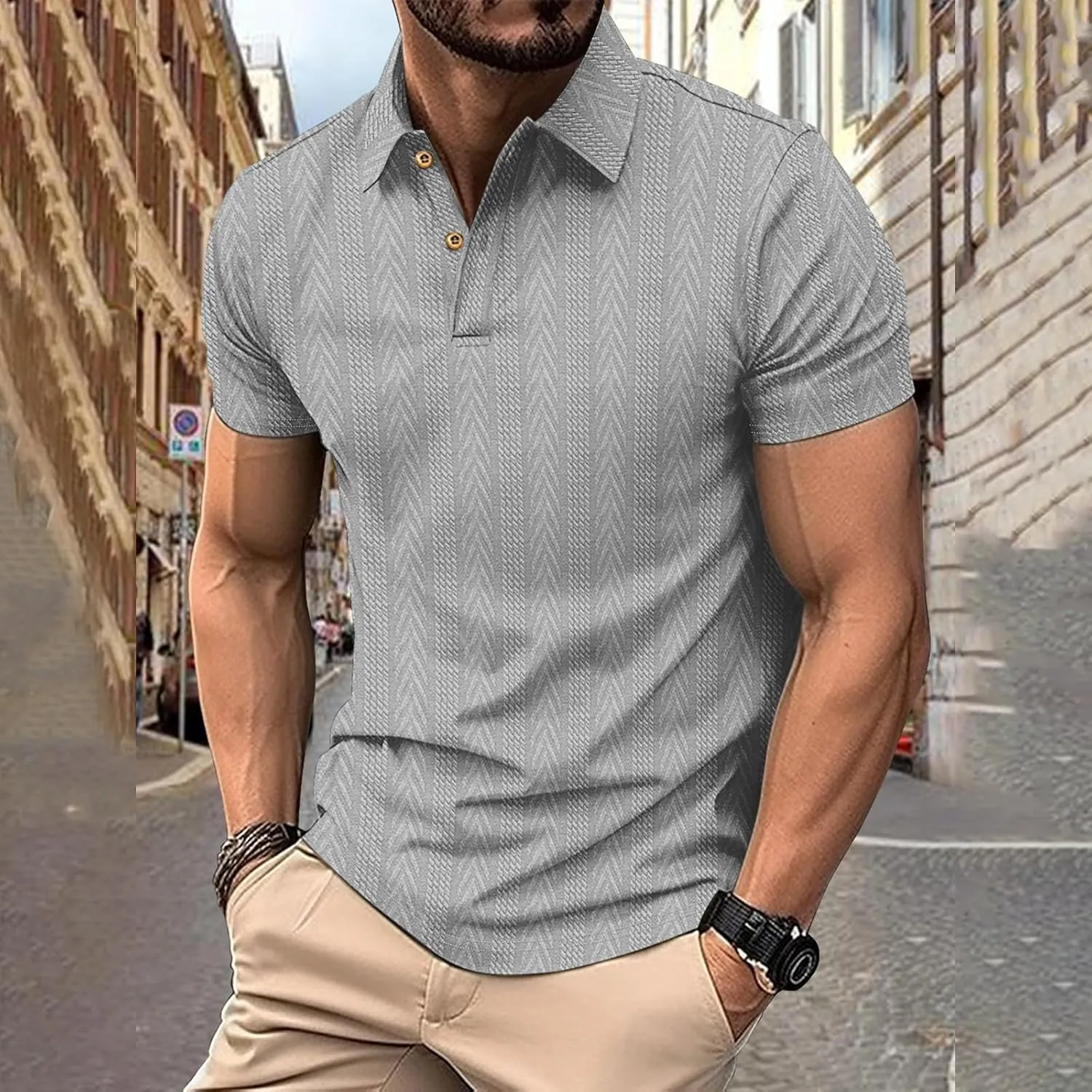 Golf Polo Shirts Moisture Wicking Short Sleeve Texture Athletic Polos Performance Quick Dry Everyday Collared T-Shirts