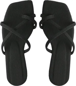 GORGLITTER Women's Cute Strappy Sandals Flat Sandals Toe Ring Summer Slide Sandal Slip on Flip Flops