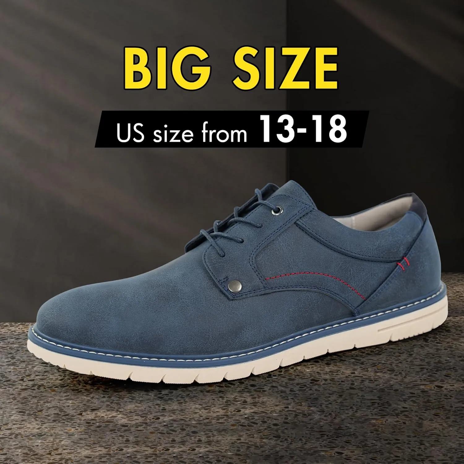 Hawkwell Men's Plus Size Casual Oxfords Shoes Comfortable Business Dress Sneakers US Size 13 14 15 16 17 18