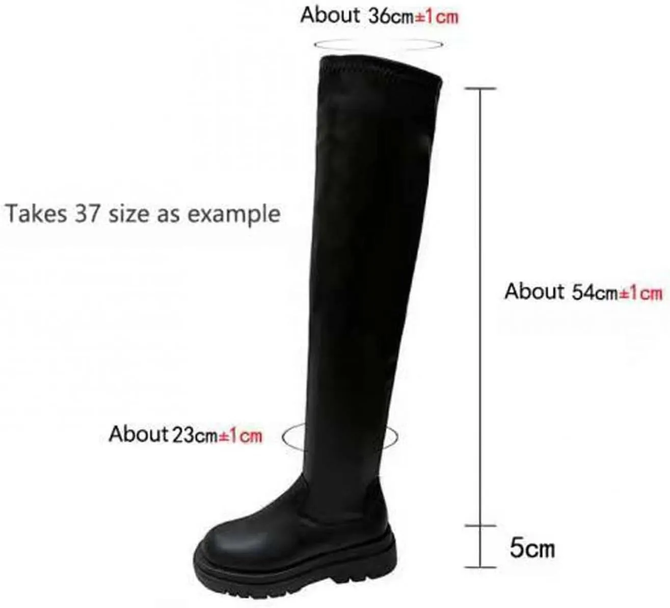 Hbeylia Platform Tight High Boots for Women Ladies Fashion Stretch Knitted Leather Round Toe Chunky Bottom Slip On Flats Over The Knee Boots Casual Non Slip Winter Fall Long Tall Boots for Wedding
