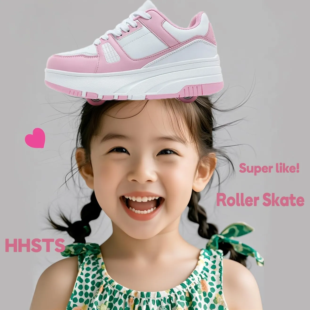 HHSTS Roller Skate Shoes for Kids Boys Girls Upgraded Fashion Sneakers with 4-Wheels for Kids, Versatile Roller Skates Shoes Christmas Birthday Gifts