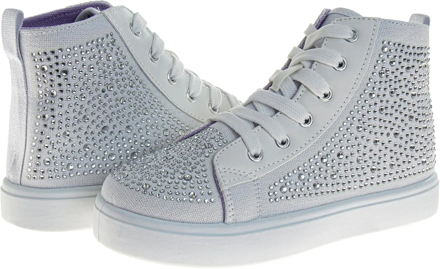 Hightop Sneakers Sparkly Glitter Lace Up Non Slip - Kids Casual Fashion High Top Shoes (Sizes: 11-13 Little Kid / 1-4 Big Kid)