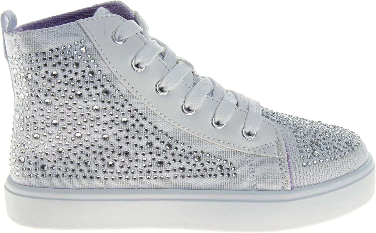 Hightop Sneakers Sparkly Glitter Lace Up Non Slip - Kids Casual Fashion High Top Shoes (Sizes: 11-13 Little Kid / 1-4 Big Kid)