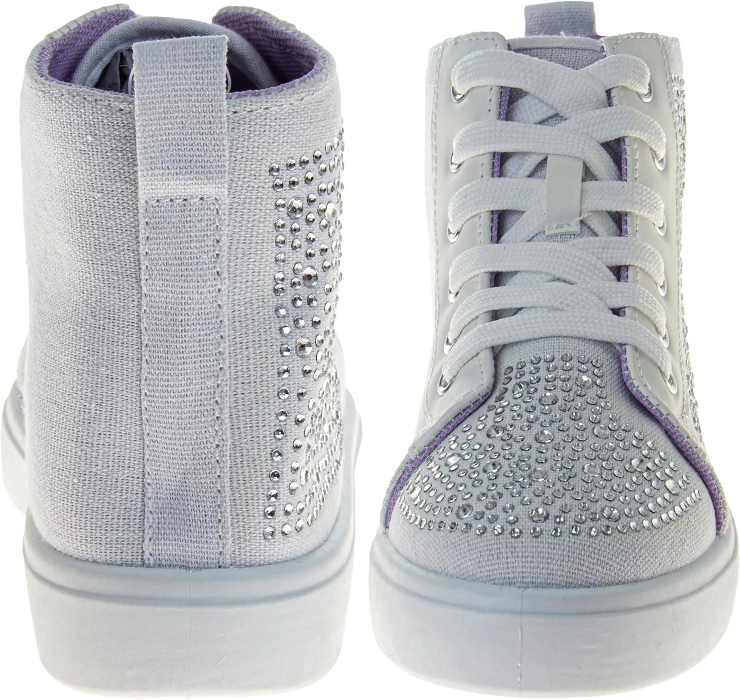 Hightop Sneakers Sparkly Glitter Lace Up Non Slip - Kids Casual Fashion High Top Shoes (Sizes: 11-13 Little Kid / 1-4 Big Kid)