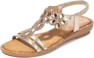 HNGHOU Women's Summer Casual Bohemia Open Toe Beach Wedge Sandal Shoes