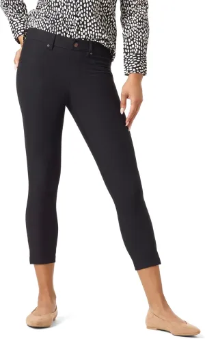 HUE Women's Essential Denim Capri Leggings with Pockets and Side Slits, Comfortable Pull On Pants