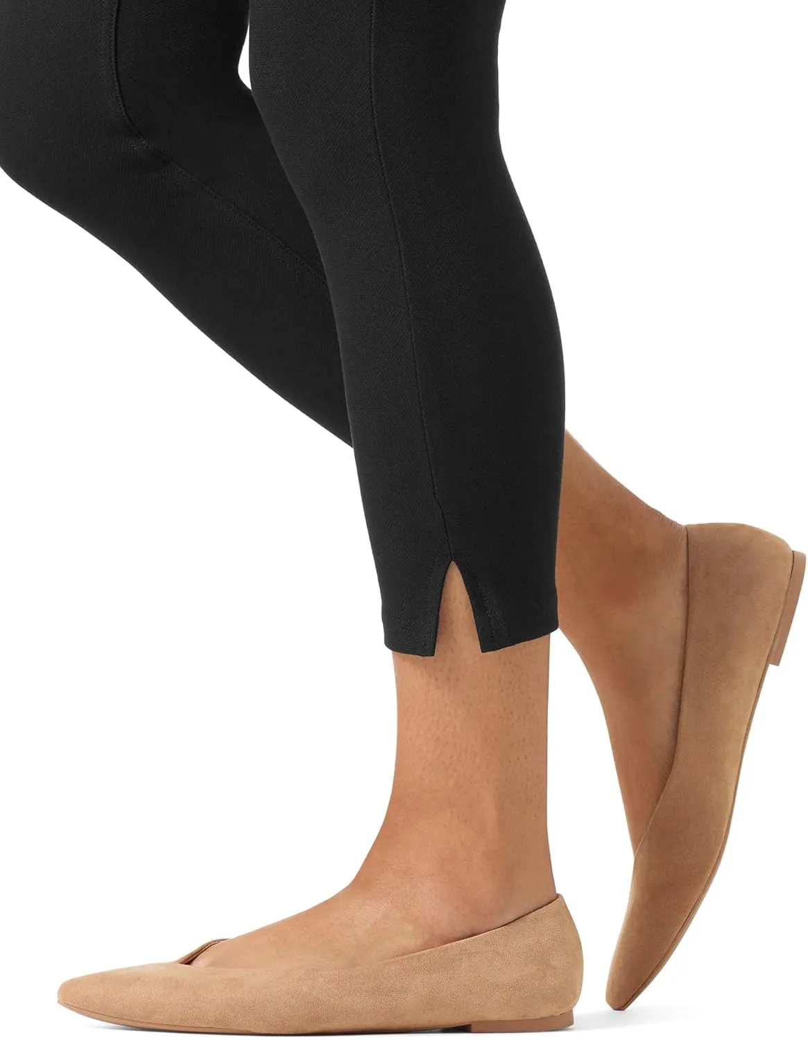 HUE Women's Essential Denim Capri Leggings with Pockets and Side Slits, Comfortable Pull On Pants