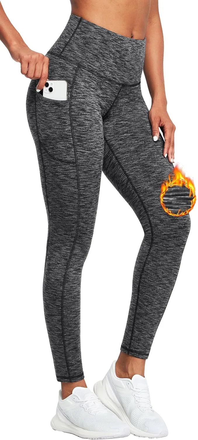 IUGA Fleece Lined Leggings Women Thermal Leggings for Women Winter Warm Tights High Waisted Hiking Yoga Pants with Pockets