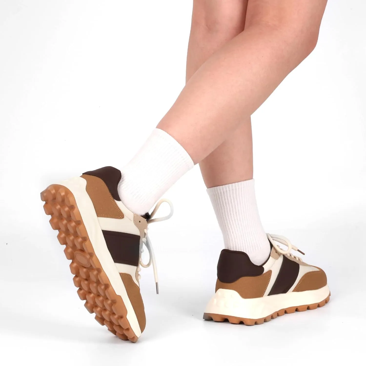 IXU Womens Sneakers Fashion Lightweight Tennis Sneakers for Women Fashion Walking Leather Suede Lace Up Non-Slip Casual Womens Shoes Comfortable Shoes
