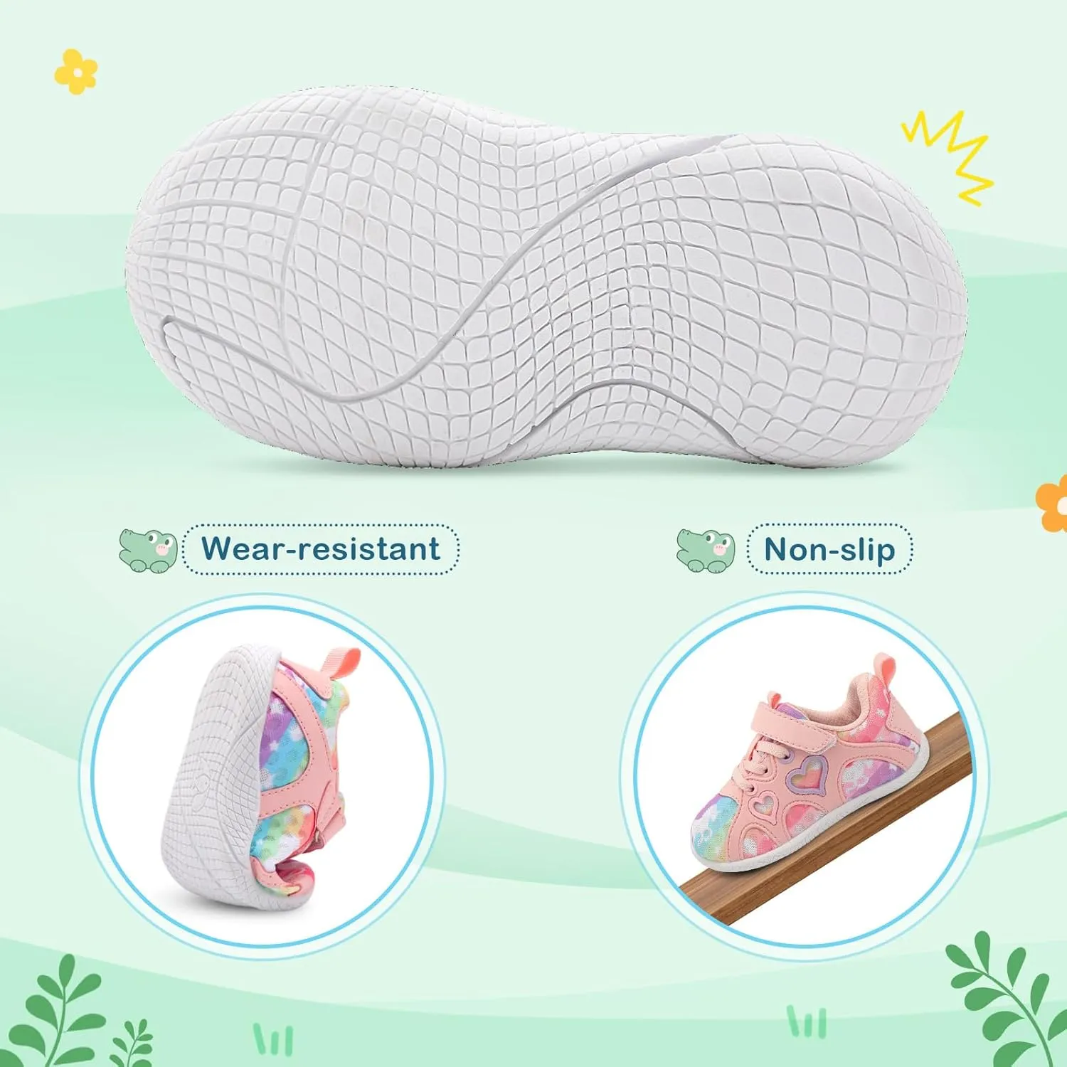 JIASUQI Toddler Shoes for Baby Girls Sneakers Barefoot Walking Shoes Running Tennis Shoes