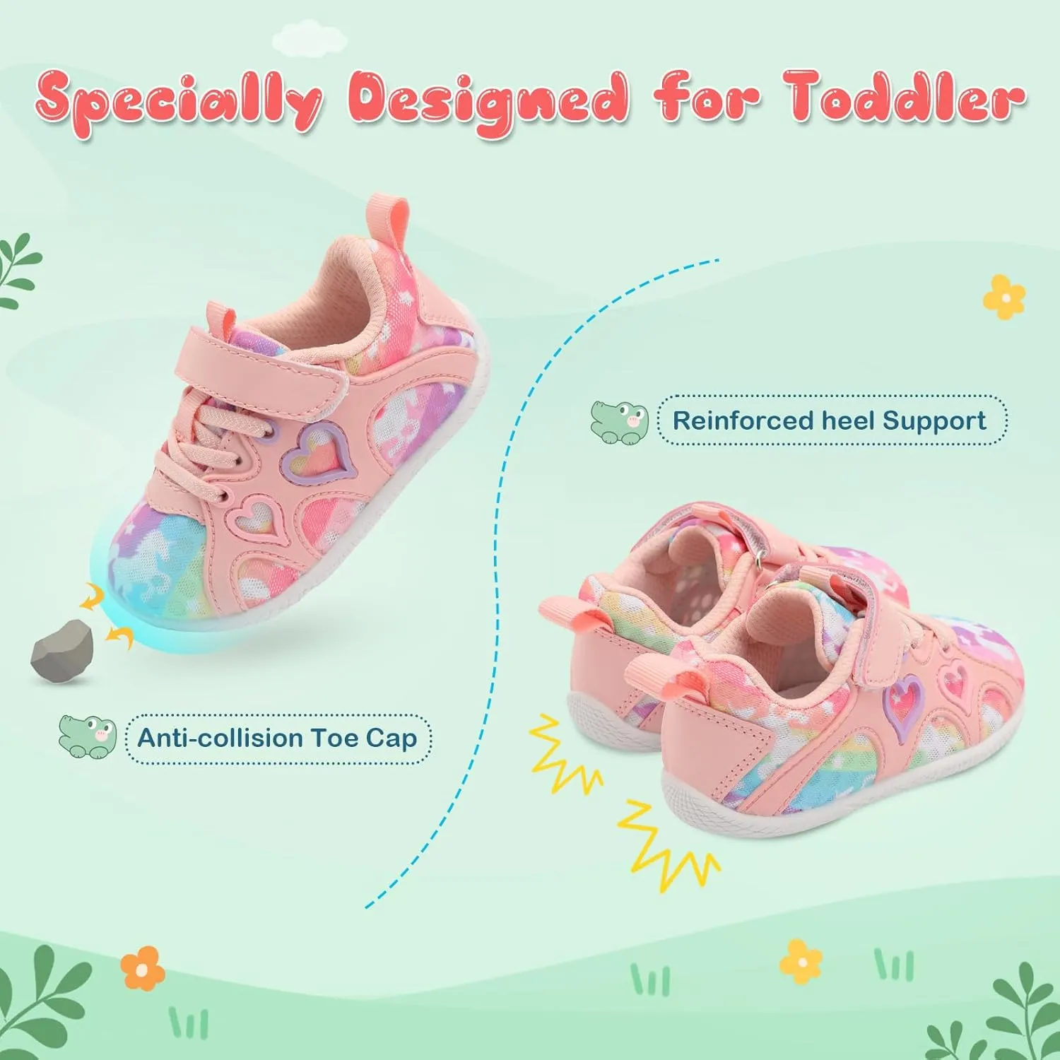 JIASUQI Toddler Shoes for Baby Girls Sneakers Barefoot Walking Shoes Running Tennis Shoes