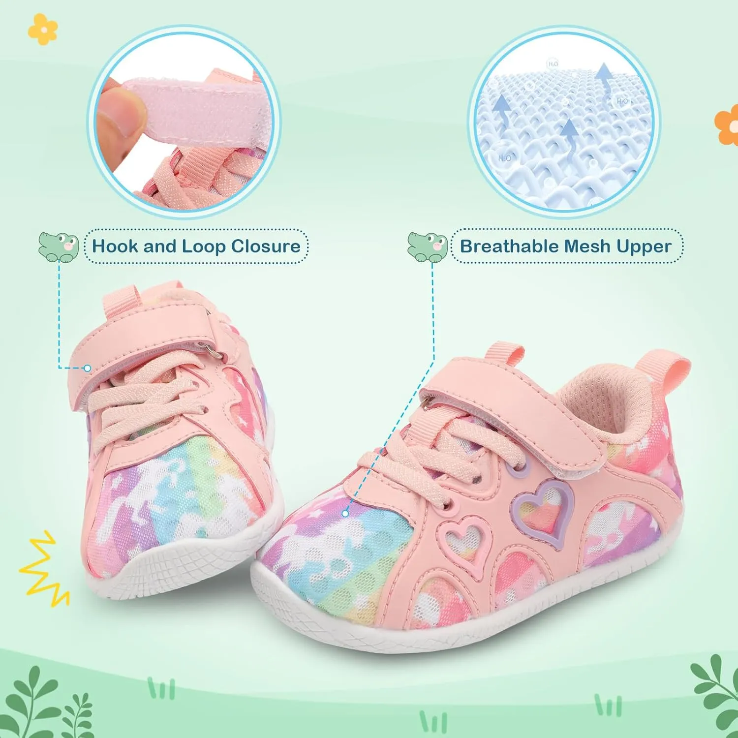 JIASUQI Toddler Shoes for Baby Girls Sneakers Barefoot Walking Shoes Running Tennis Shoes