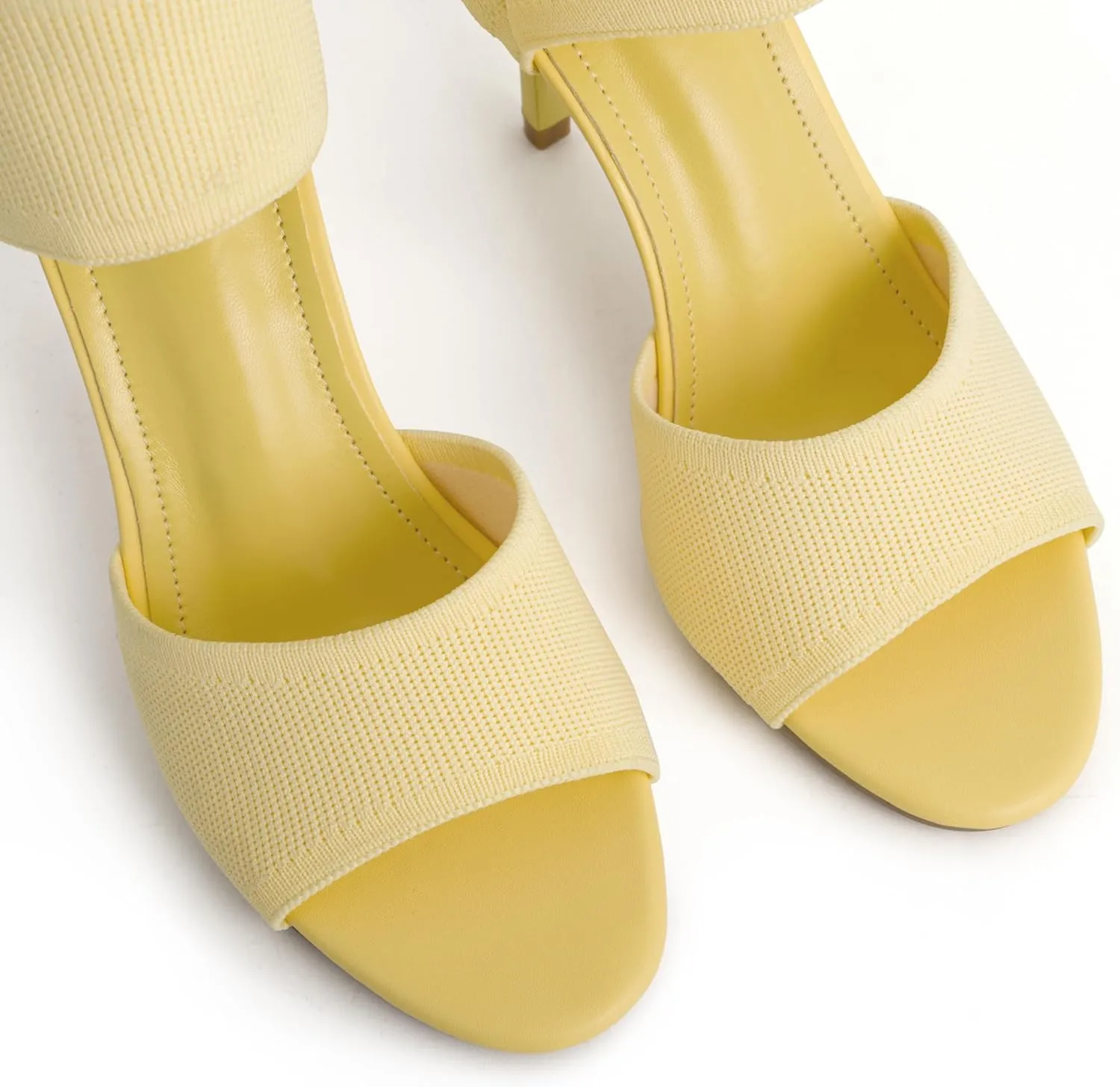 JishinGal High Heels for Women Peep Toe Heels Sandals Stretchy Knit Open Toe High Sexy 3 Inches Stiletto for Dressy and Everyday