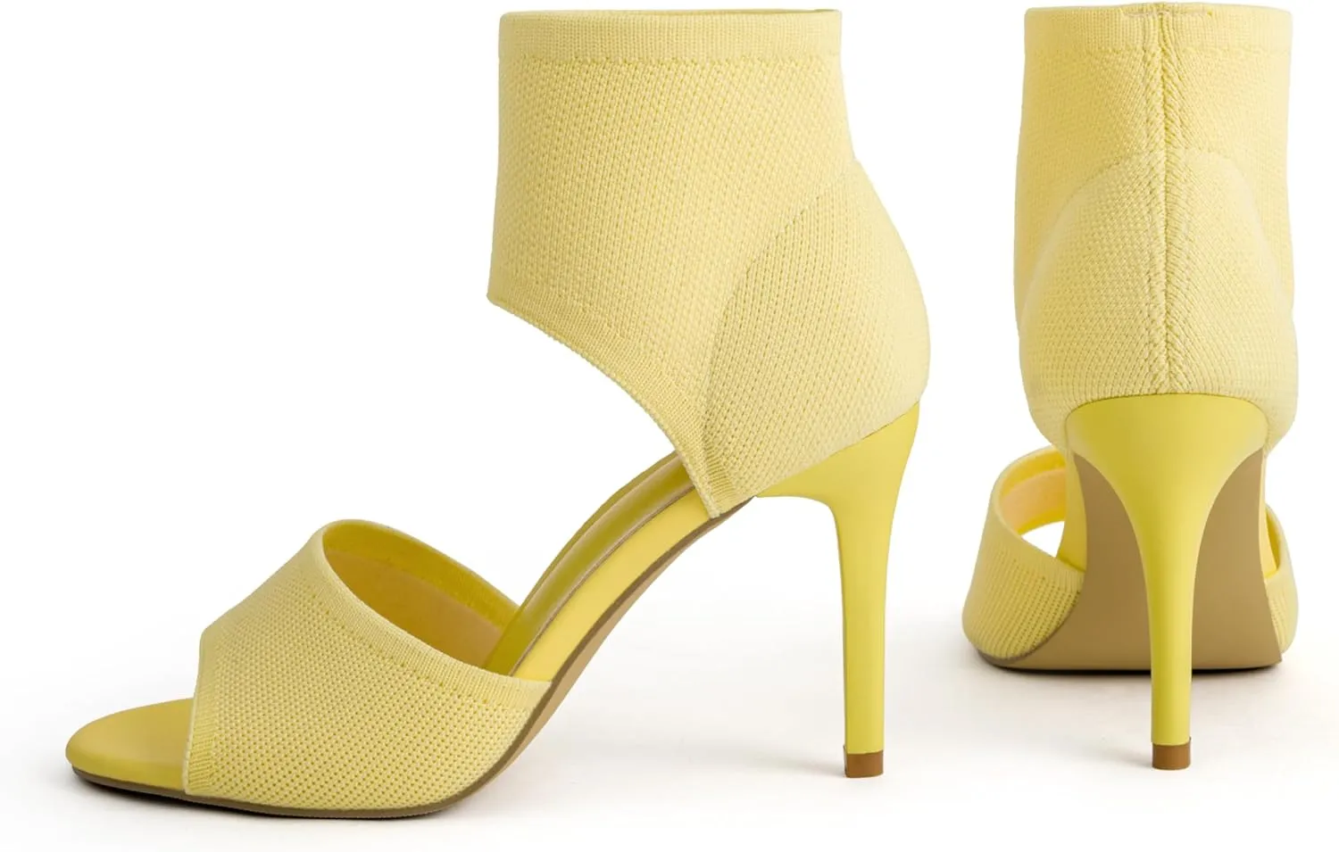 JishinGal High Heels for Women Peep Toe Heels Sandals Stretchy Knit Open Toe High Sexy 3 Inches Stiletto for Dressy and Everyday