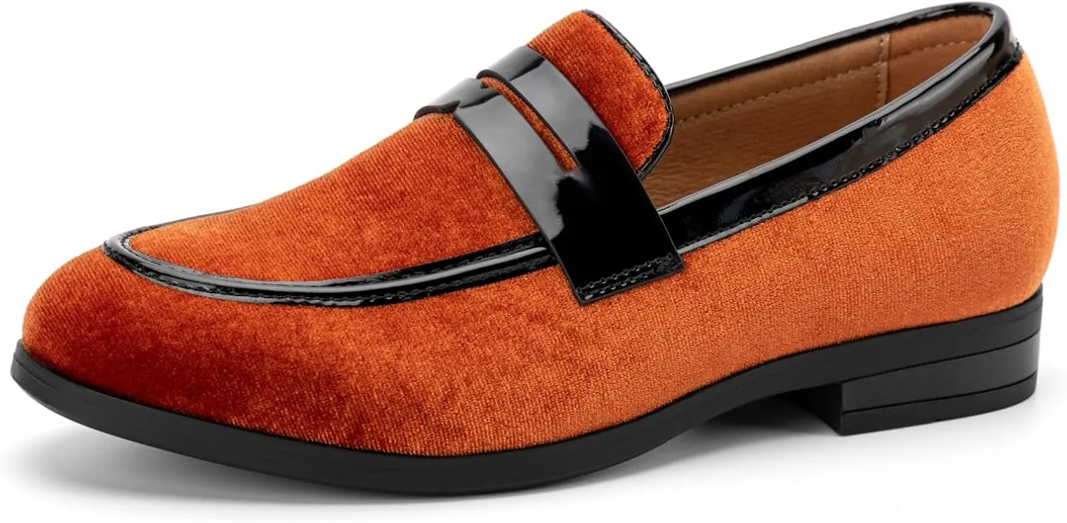 JITAI Velvet Boy's Dress Shoes Slip-On Loafers Wedding Shoes for Boys