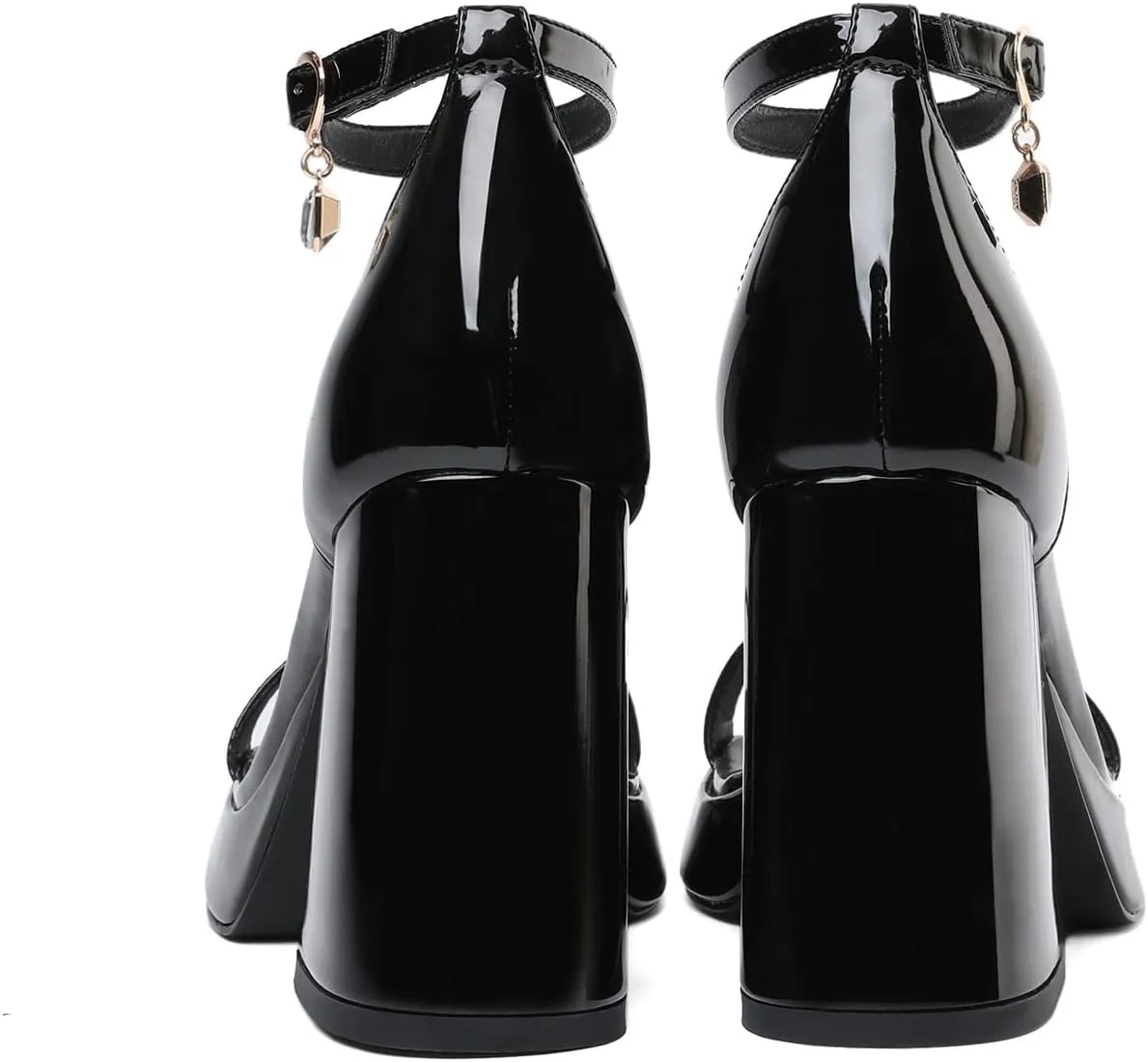 Joseywade Heeled Sandals Strappy Platform Chunky Block High Heels Round Open Toe 4 Inch Ankle Strap Sexy Work Dance Shoes