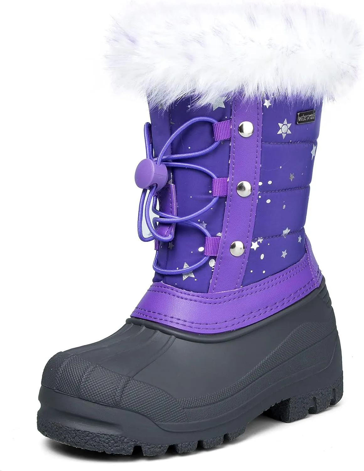 K KomForme Boys & Girls Snow Boots Insulated Fur Lined Warm Anti-Slip Waterproof Winter Boot (Toddler/Little Kid/Big Kid)